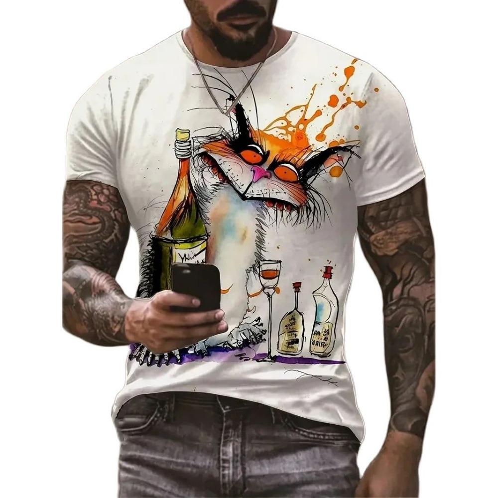 Summer Fashion Cartoon Ctue Little Monster Graphic T-shirt For Men New Trend Casual 3D Printed Round Neck Short Sleeve Tees Tops