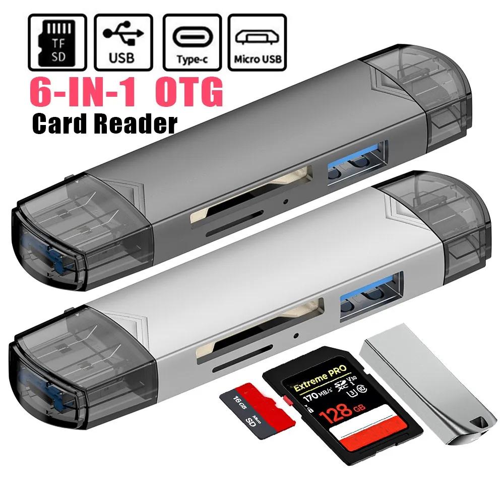 Многофункциональное устройство чтения карт 6 в 1 USB 3.0 к адаптеру Micro OTG Type C с поддержкой TF SD-карты USB-флеш-накопитель для ноутбуков, телефонов и планшетов Android