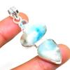 Republic Larimar Blue Topaz Gemstone 925 Silver Plated Pendant 2.08"