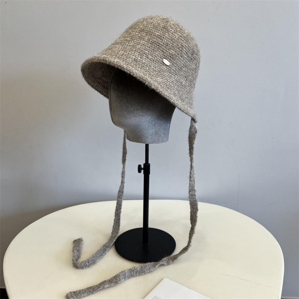 Wool Blend Fisherman Hat Knitted Woolen Basin Hat New Girl's Hat Autumn Winter