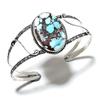 Tibetan Turquoise Gemstone 925 Sterling Silver Cuff Bangle Adjustable