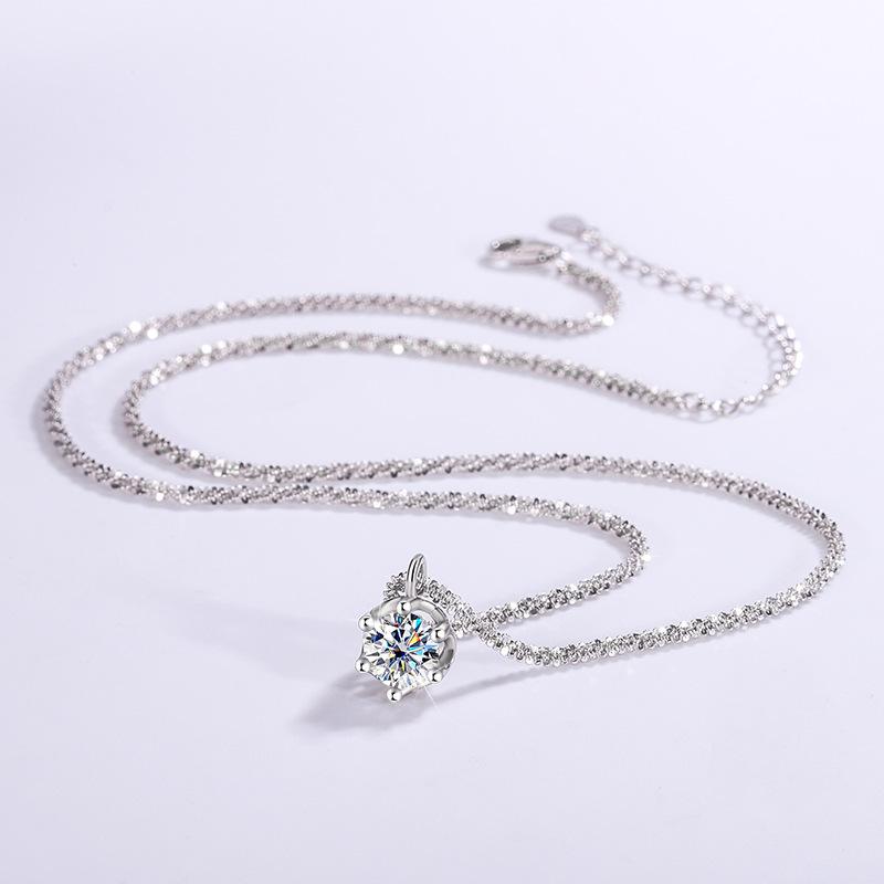 Fine Jewelry 1CT Color Moissanite Pendant Necklace 925 Silver Round Cut VVS1 GRA Moissanite Jewellery for Valentine's Day Gift