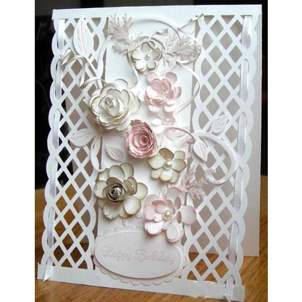 Прямоугольная рамка трафарет для резки Изысканный сектор сетки шаблон ножа для тиснения Декоративные скрапбукинг трафарет для резки