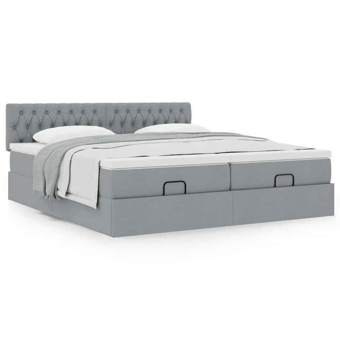 Maison Exclusive - Cadre de lit ottoman et matelas gris clair 160x200cm tissu