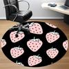 1pc Strawberry Pattern Office Round Area Rug,  Mat Suitable For Office, Under Office Chairs Bedroom Living Room Home Decor, Room Deco