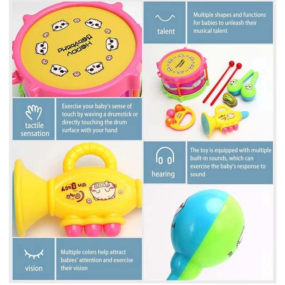 Music Percussion Children Hand Drumming Tambourine Kids Drum Set  Musical Instrument