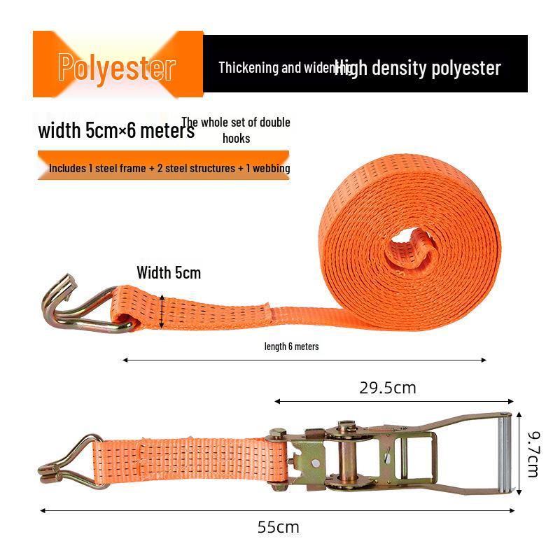Ремни-трещотки для крепления груза на грузовике с двойным крюковым креплением и стальным натяжителем
