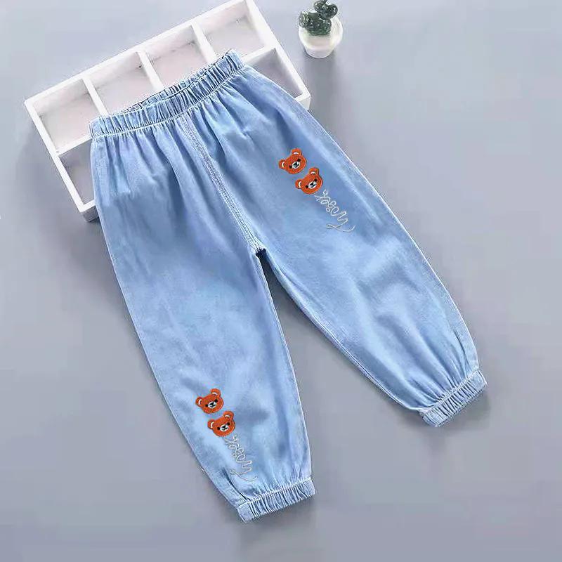 Летние москитные штаны для девочек с поясом. Детские летние шаровары тонкие и свободные.