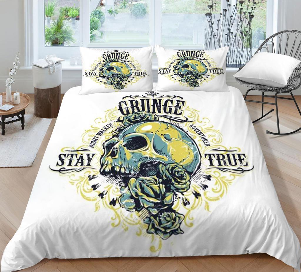 Bedding Suit 3D Skull Print Bed Cover Home Bedclothes  Fashionable Duvet Cover Sets Polyester Single Double King Size