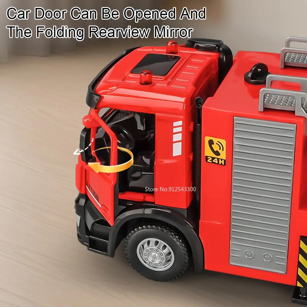 1:32 Scale Fire Truck Concrete Pump Car Model Toy Alloy Diecast Light Music Water Spray Rescue Cars Models Gifts for Children