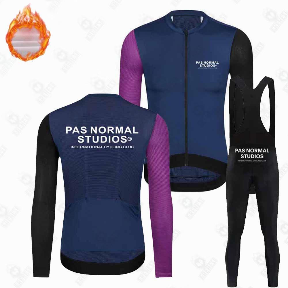 New PNS Fleece Suit Winter Cycling Suit Long Sleeve Strap Pants Road Bike Mountain Bike Outdoor