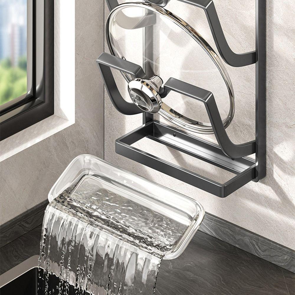 Настенная присоска для крышки кастрюли полка для хранения посуды из нержавеющей стали держатель для крышек кастрюль кухня