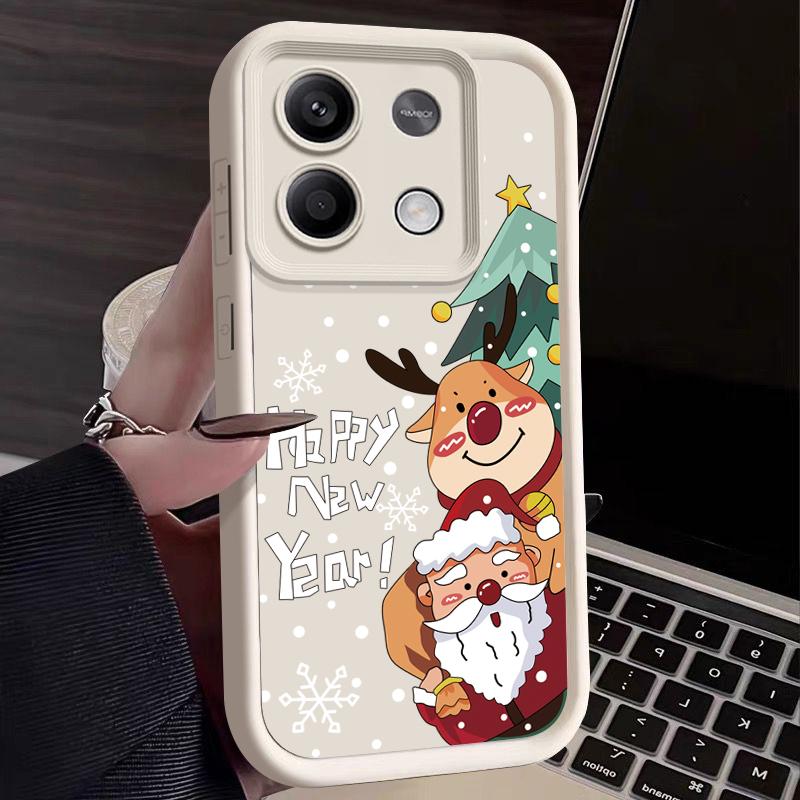 Для Xiaomi 13t Poco F6 X5 X6 Pro Redmi Note 13 12 11 10 Pro Рождественский узор лося конфетного цвета Защитный мягкий силиконовый чехол для объектива