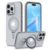 Чехол для телефона iPhone 16 Pro, магнитный поворотный чехол, прозрачный матовый держатель для Apple 15, защитный чехол