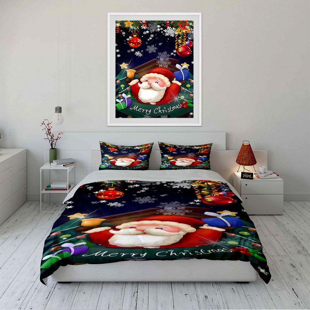Christmas Santa with Gifts Bedding Duvet Cover Set  (1*Duvet Cover 2*Pillowcases, without duvet insert)