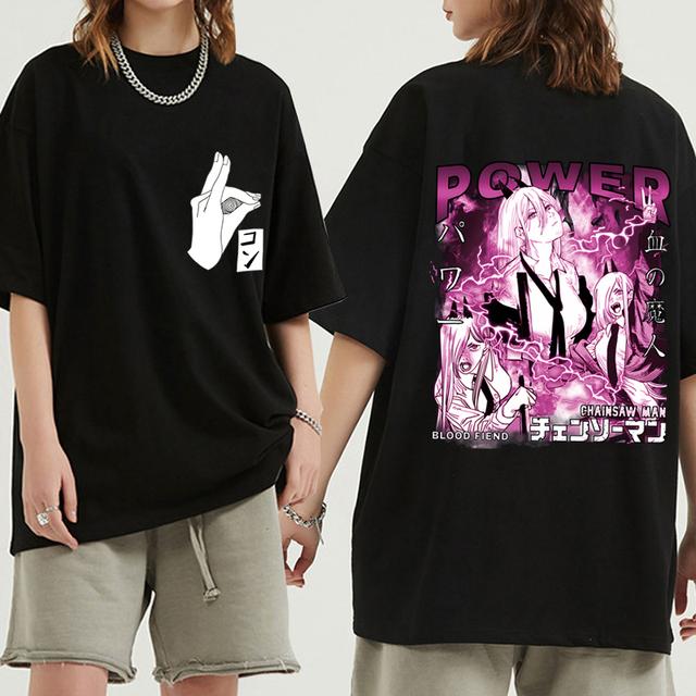 Футболка с изображением человека с бензопилой WoUnisex Warrior Denji Manga Футболки с изображением мультфильмов и комиксов Makima Hayakawa Aki Pochita Хлопковые футболки Унисекс Летняя футболка