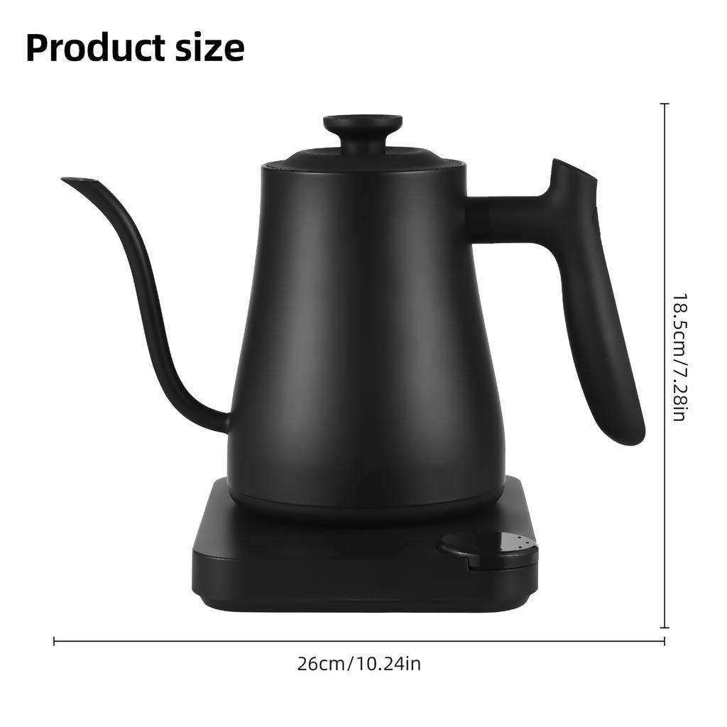 Gooseneck Electric Kettle with Thermometer Electric Kettle 1L with Auto Shut-Off 1200W Boil Dry