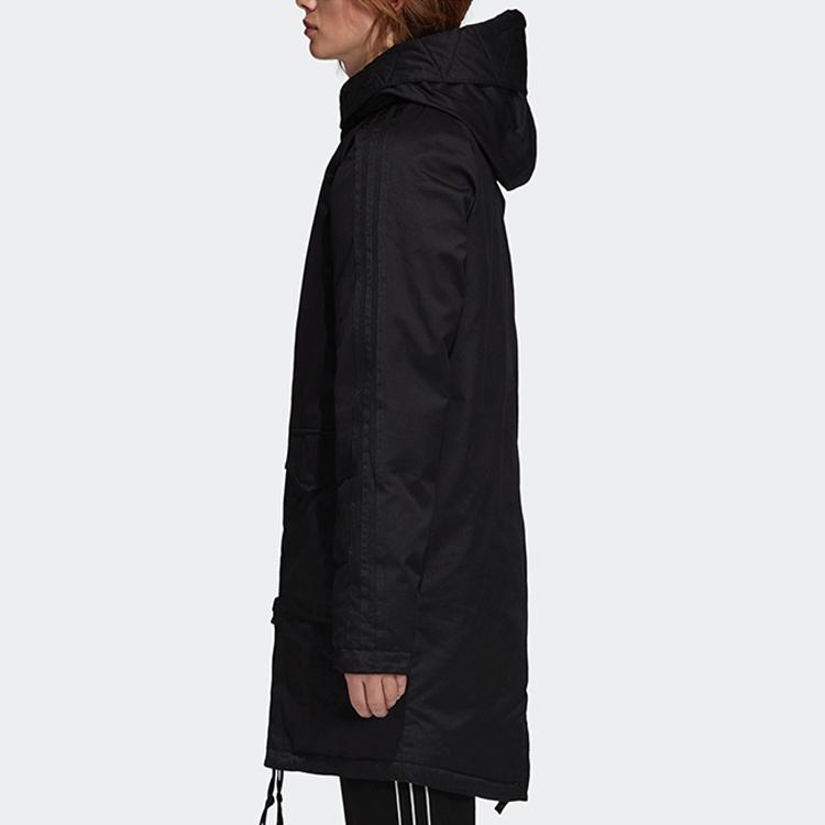 adidas Оригинальная однотонная повседневная пуховая куртка с капюшоном Зимние женские куртки Черная DH4582