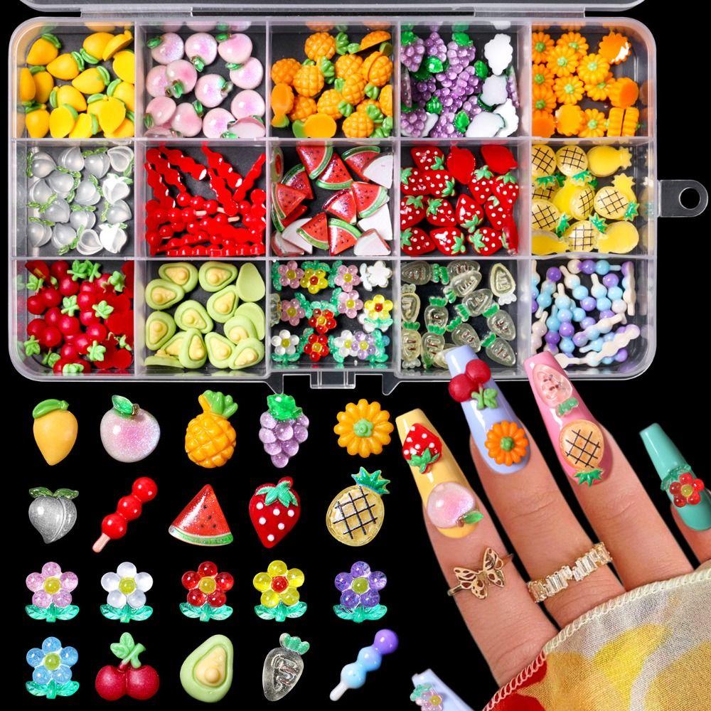 Lollipop Bead Butterfly 3D Resin Nail Charms Mix Colors Nail Accessories DIY Manicure