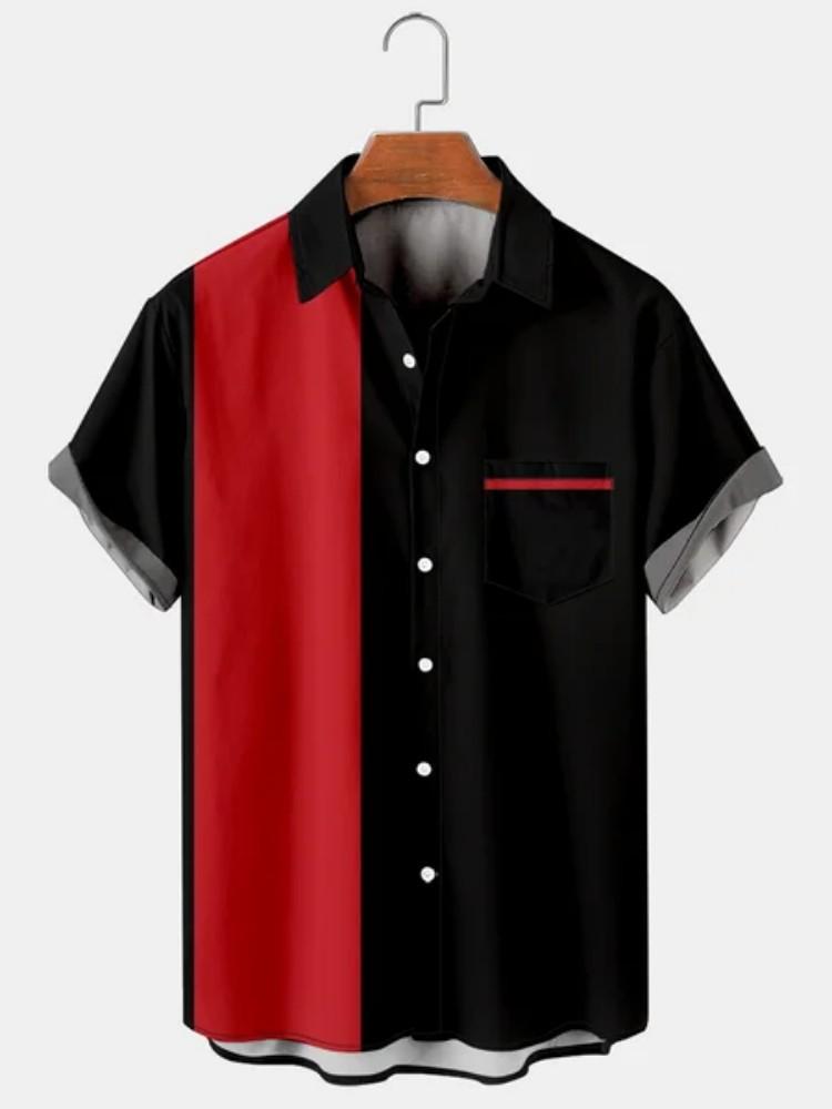 European And American Independent Station Men'S Shirt 3D Digital Printing Hawaiian Wide Stripe Casual Short Sleeve Top