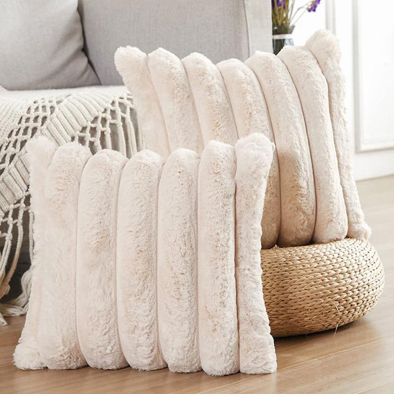 1 шт. 7 см полосатая плюшевая наволочка 30x50 45x45 50x50 мягкая декоративная наволочка домашний декор диванная декоративная наволочка белая бежевая
