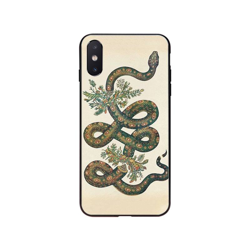 Чехол для телефона с изображением змеи и цветка для iPhone 13 12 11 Pro Max 13 12mini XS MAX X XR SE2 8 7 Plus