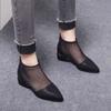 Medium Heel Thick Heel New Mesh Boots Hollowed-out Women's Shoes Mesh Breathable Comfortable Pointed Sandals Short Boots