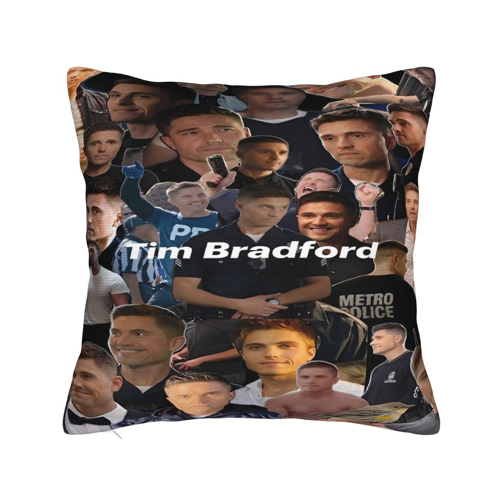 Tim Bradford Pillow Cover  Funny Pillow Case For Living Room Chair Square Cushion Cover Birthday Present
