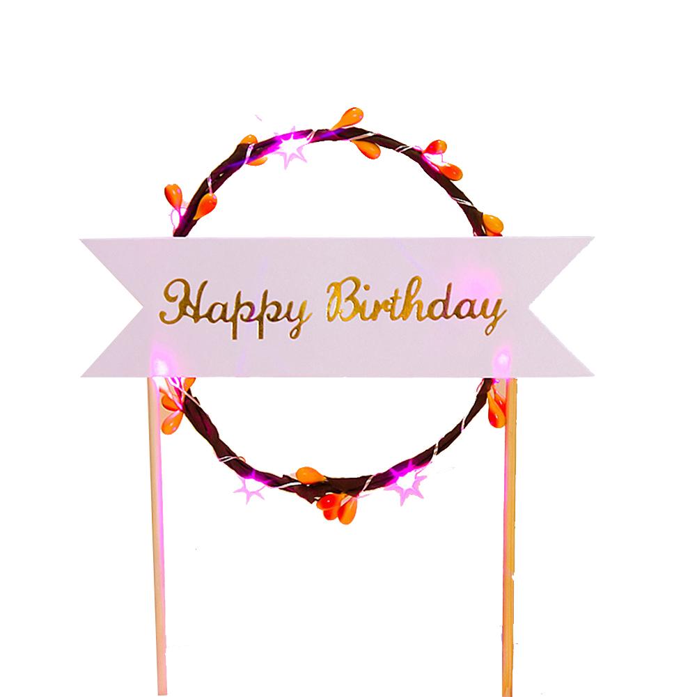 Led Luminous Garland Insert Card Bright Cake Decoration For Birthday Party Diy Cake Decoration