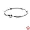 Charms 925 Sterling Solid Silver Rose Gold Silver Color Snake Chain Basic Bracelets Fit Original Pamura Charm Beads Jewelry Gift