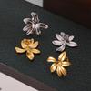 New Titanium Steel Pastoral Flower Earrings, Japanese And Korean Studs, Light Luxury And Elegant Plated 18K Real Gold Earrings Jewelry