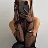 Fashion Long Sheer Tulle Gloves Mesh Elbow Wedding Bride Gloves Halloween Accessory Ultra Thin Stretchy Full Finger Mittens