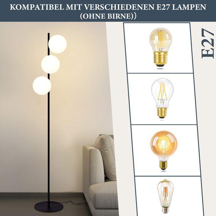 Lampadaire salon - NETTLIFE - Lampadaire 3 ampoules - métal et verre - interrupteur au pied - E27