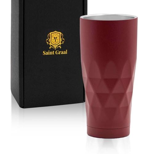 SaintGraal Vacuum Insulated Stainless Steel Beer Mug/Tumbler, Highball Glass, 660ml (Bordeaux Red), Perfect for Father's Day or Birthday Gifts