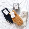 Velvet Winter Gloves for Women - Thickened, Double-Layered Cold Protection, Cute Design, Touch Screen, Knitted Wool, Warm