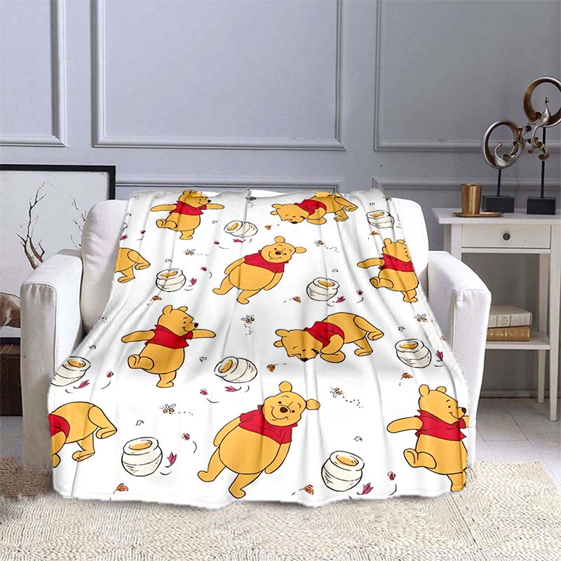 1PC Disney Winnie The Pooh Pattern Blanket Warm Soft Fluffy Kids and Adult Sofa Bed Throw Blanket Outdoor Travel Camping RV