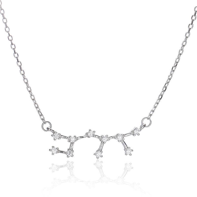 ANENJERY Silver Color Zodiac Necklace Celestial Jewelry Best Friend Gift Constellation Necklace S-N487