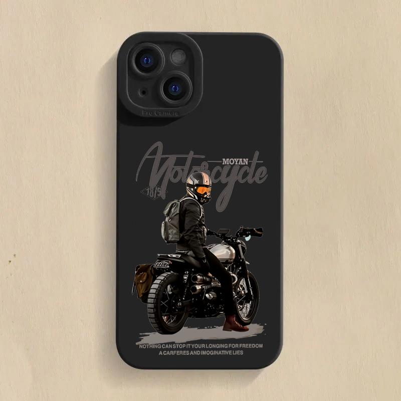 Trend Cool Biker чехол для телефона с изображением мотоцикла для iPhone 16 Pro Max 11 12 13 14 15 X XS XR 7 8 Plus SE 2020 16E силиконовый мягкий чехол