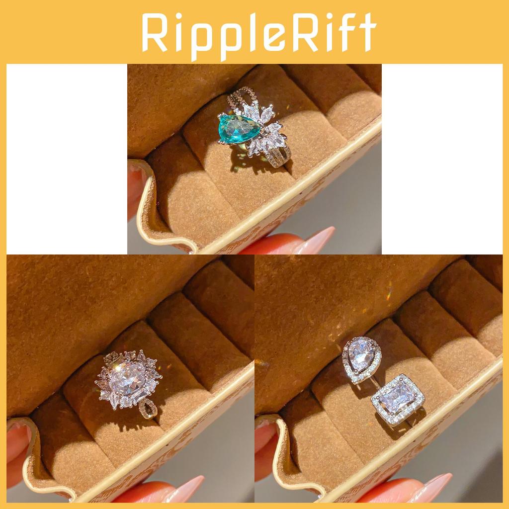 Modern Copper Zircon Geometric Ring For Women Stylish Accessory