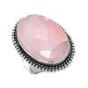 Natural Rose Quartz Gemstone 925 Sterling Silver Jewelry Ring Size 8 F8W34