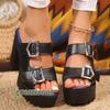 Fashion Summer Women‘s High Heel Sandals Platform Fashion Simple Slippers Woman Buckle High Heels Ladies Shoes Roman Style Large Size 43