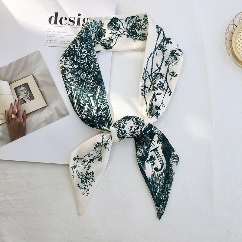 Длинный шарф с принтом из 26 букв, узкая лента, повязка на голову, шейные платки, повязка на сумку с ручкой, бандана, резинка для волос, шейный платок, шелковые маленькие шарфы