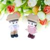 2PCS Exquisite Figurine Fairy Garden Decor Micro Landscape  Decoration Couple with Hat Resin Miniature