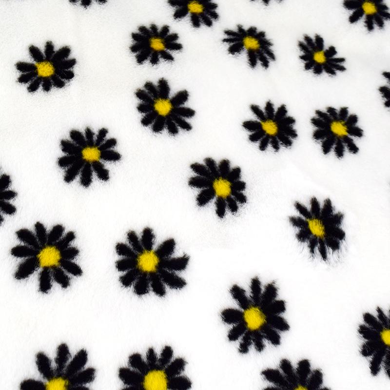 1 Yards Classic Daisy Pattern Velvet Plush Fabric Warm Long Faux Fur Fabric Diy Sewing Bag Shoes Carpet Cushion Hat Coat