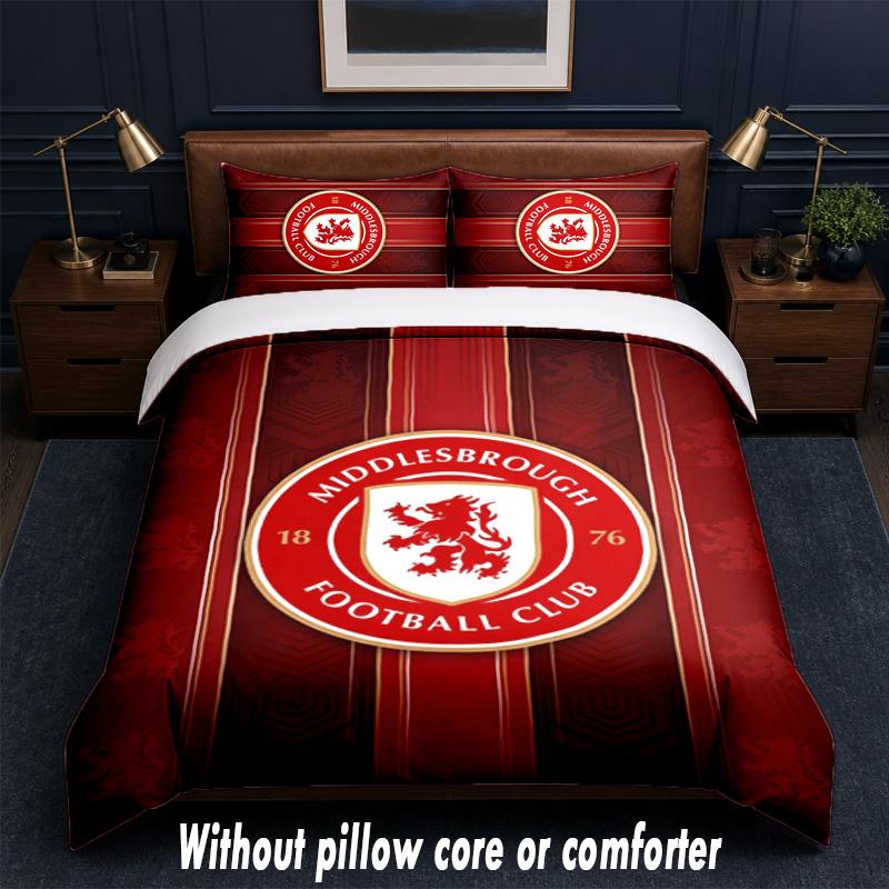 Middlesbrough Design Bed Bedding Set 1 Duvet Cover + 2 Pillowcases Soft Breathable Household Bed Linens
