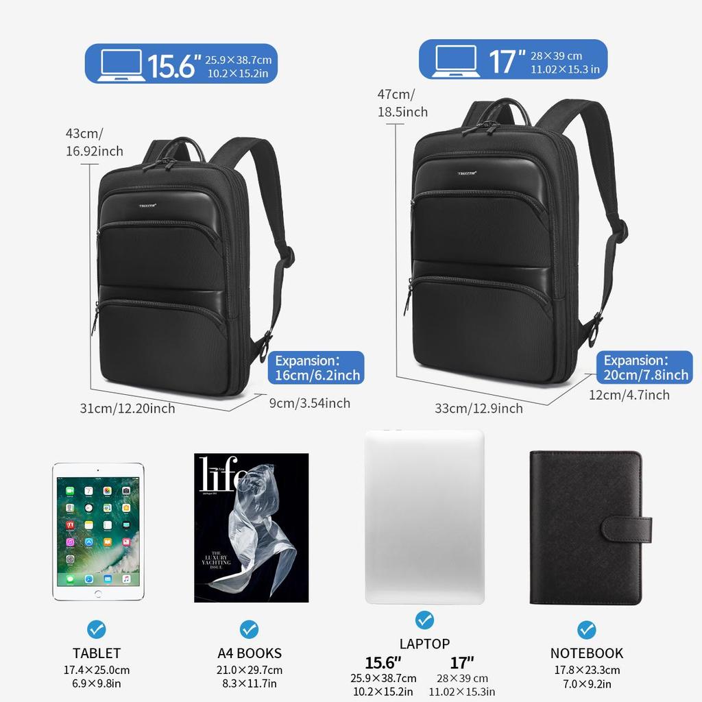 Tigernu Расширяемый мужской рюкзак, тонкий дорожный рюкзак, мужская водонепроницаемая сумка для ноутбука 15,6 дюйма, сумка для мужчин Mochila