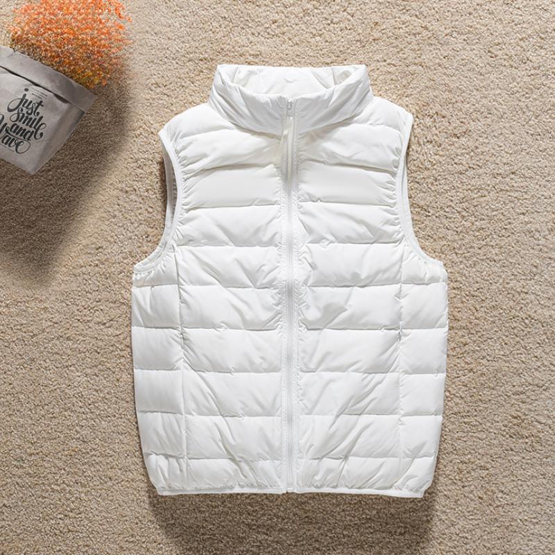 Winter Women’s Solid Lightweight Vest Down Coats Stand Collar Zipper Up Sleeveless Quilted Warm Down Jacket Thicken Loose Vest Short Puffer Jacket