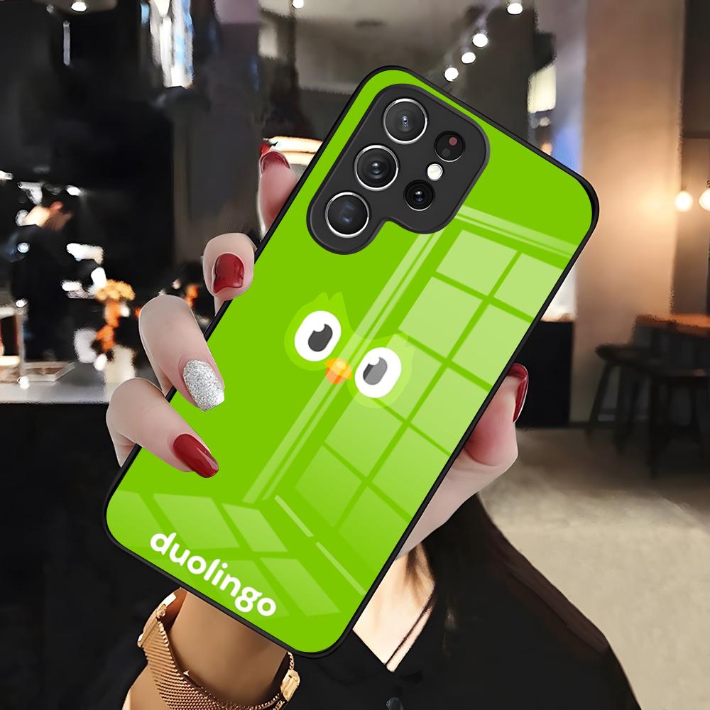 Чехол для телефона с совой Duolingo для Samsung S26 S25 Edge Ultra 24 23 22 21 Ultra Plus Fe A55 56 15 4G 5G Стеклянная крышка