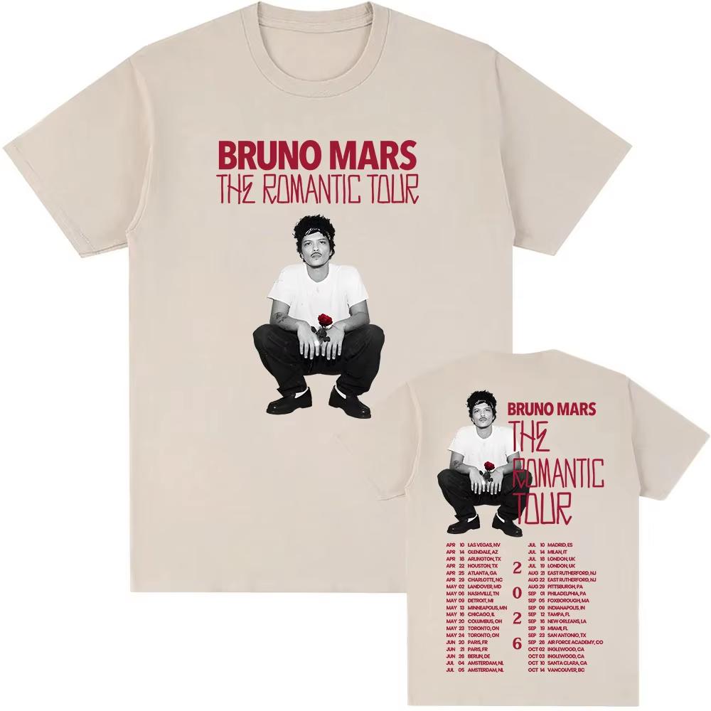 2026 Bruno Mars The Rounisextic Tour TShirt Short Sleeve Loose ONeck Tshirts Unisex Summer Streetwear Casual Singer Print T Shirt