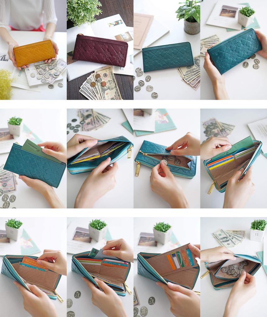 Long Wallet Zipper Genuine Leather Mona 0035565 Camel [Dakota] L-shaped Women's DA-35565-45